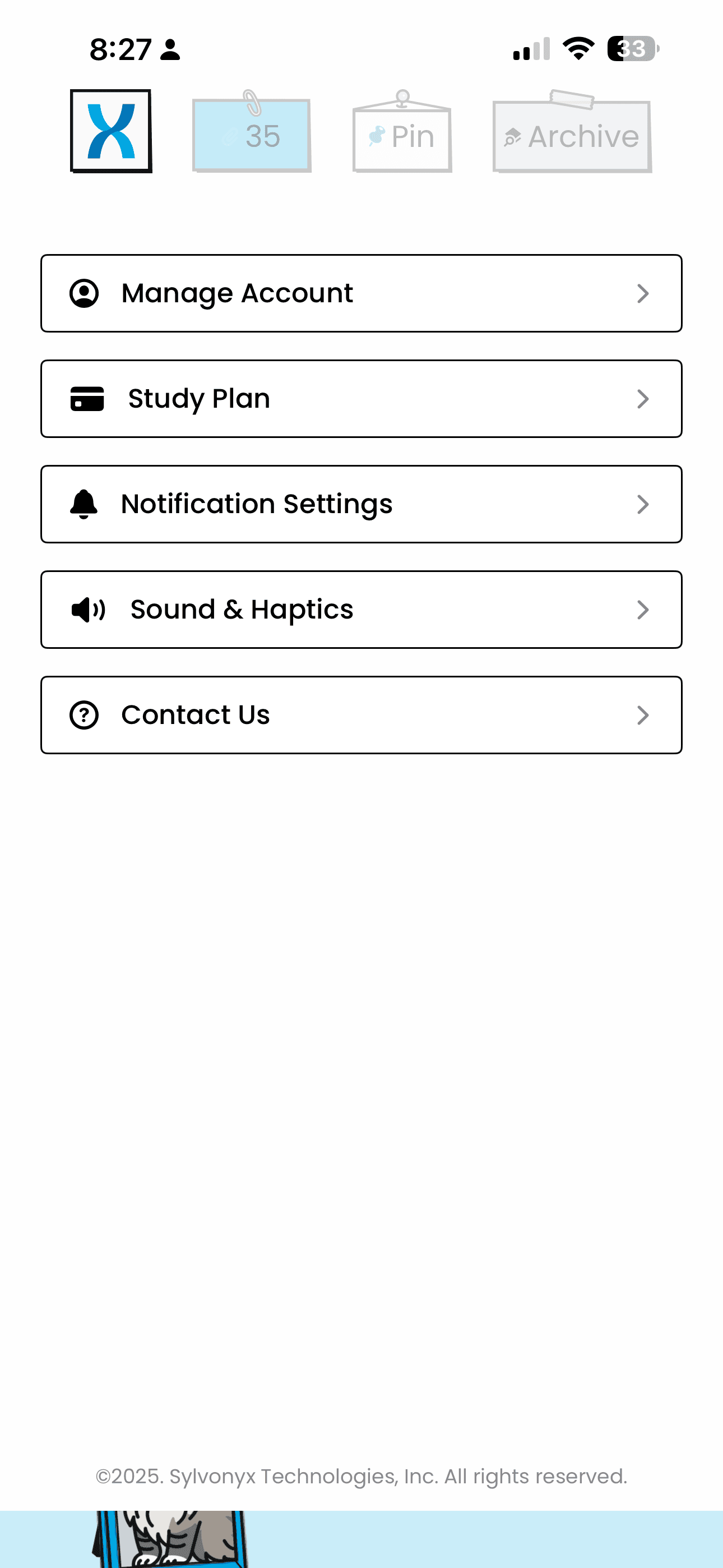 DailyFax account settings screen